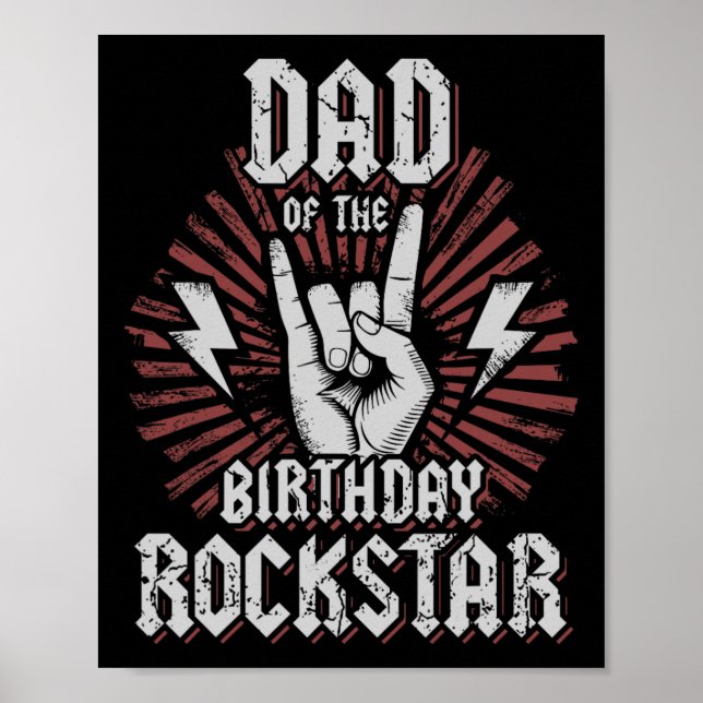 Poster Pai do aniversariante rockstar combinando roqueiro (Frente)