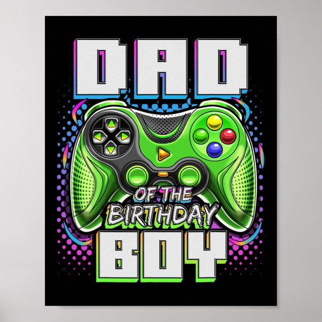 Poster Pai Do Aniversário Do Jogo De Vídeo Que Correspond (Frente)