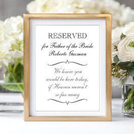 Poster Pai do Memorial da Noiva Reservado Casamento