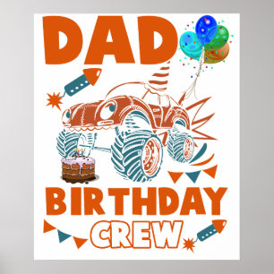 Poster Pai do Menino do Aniversário Carros Caminhões Tren