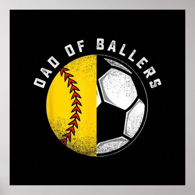 Poster Pai dos Atletas Pai Filho Softbol Jogador de Futeb (Frente)