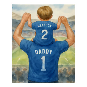 Póster Pai e Filho Correspondendo Jerseys Pai de futebol