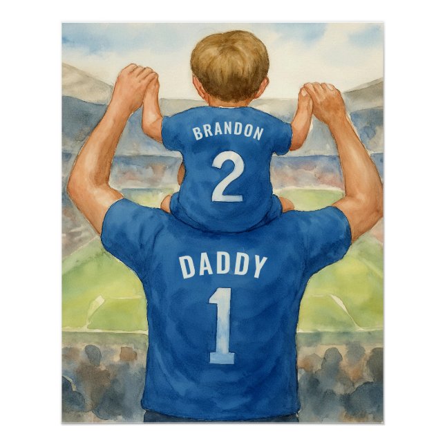 Póster Pai e Filho Correspondendo Jerseys Pai de futebol (Frente)