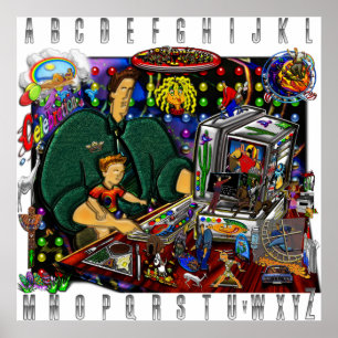 Poster Pai e filho no quadrado do computador II