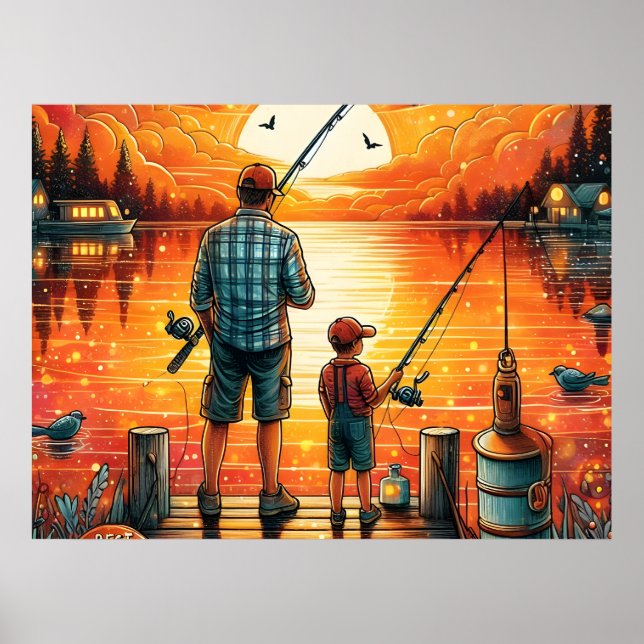 Poster Pai e Filho Pescando (Frente)