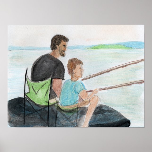 Poster Pai e Filho Pescando (Frente)