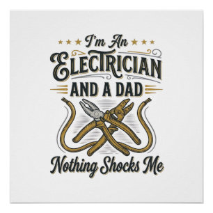 Póster Pai Eletricista Nada Me Choca Camisa Vintage De