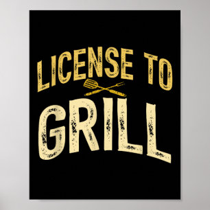 Poster Pai Engraçado Adora Licença De Churrasco Para Fuma