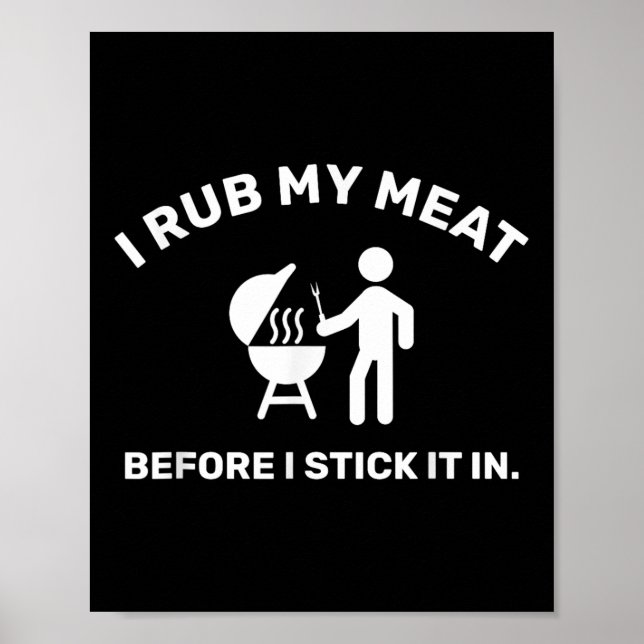 Poster Pai Engraçado Chef Eu Esfrego Minha Carne (Frente)