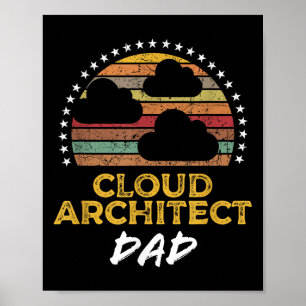 Poster Pai Engraçado do Arquiteto em Nuvem, cotação técni