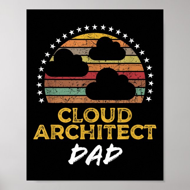 Poster Pai Engraçado do Arquiteto em Nuvem, cotação técni (Frente)