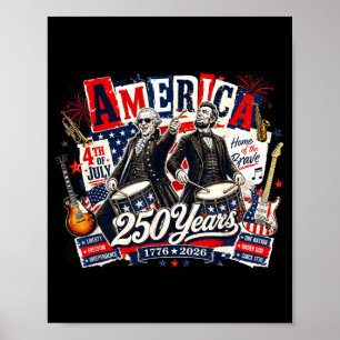 Poster Pai Fundador Abe Lincoln Tocando Violão 250º