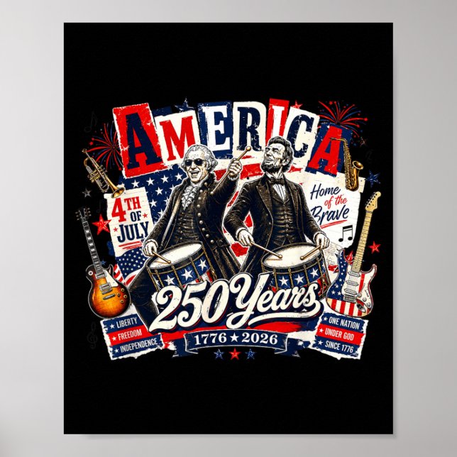 Poster Pai Fundador Abe Lincoln Tocando Violão 250º (Frente)