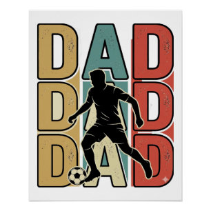 Póster Pai Futebol Desenho Vetorial de Gravura Vintage_1