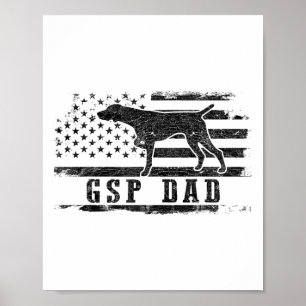 Poster Pai Gsp EUA Bandeira Americana Pointer de Caça Ale