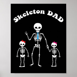 Poster Pai Halloween, Pai De Esqueleto E Crianças