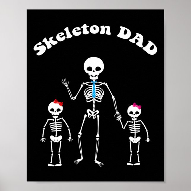 Poster Pai Halloween, Pai De Esqueleto E Crianças (Frente)