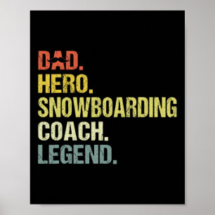 Poster Pai Hero Snowboard Coach Engraçado Snowboard Coa