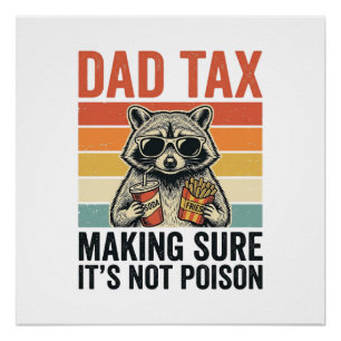 Póster Pai Imposto Guaxinim Vintage Camisa do Pai Engraça