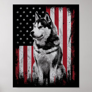 Poster Pai Mãe Cachorro Husky Siberiano América 4 de Julh