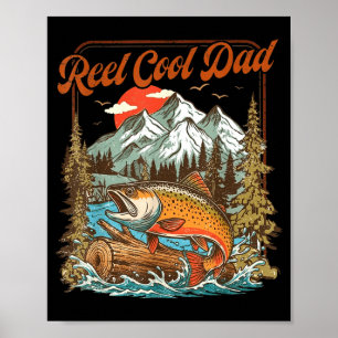 Poster Pai muito legal de carretel de pesca vintage truta