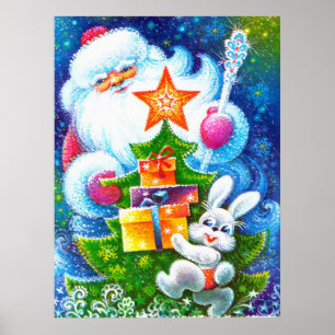 Póster Pai Natal e Coelhinho
