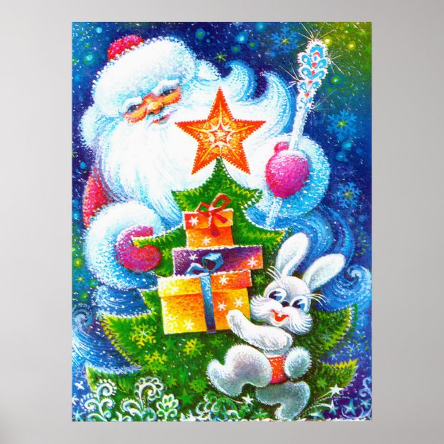 Póster Pai Natal e coelhinho (Frente)
