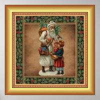 Pai Natal, Presentes de Natal, Dourado Fundo