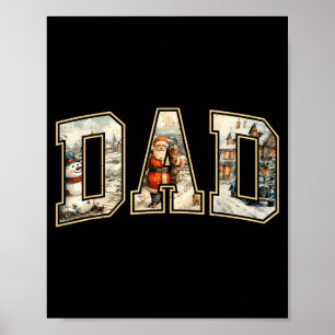 Poster Pai Natal Vintage Natal Pai Família Pijama Combina