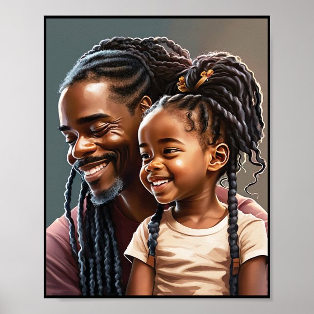 Poster Pai Negro Orgulhoso e Filha Sorrindo (Frente)