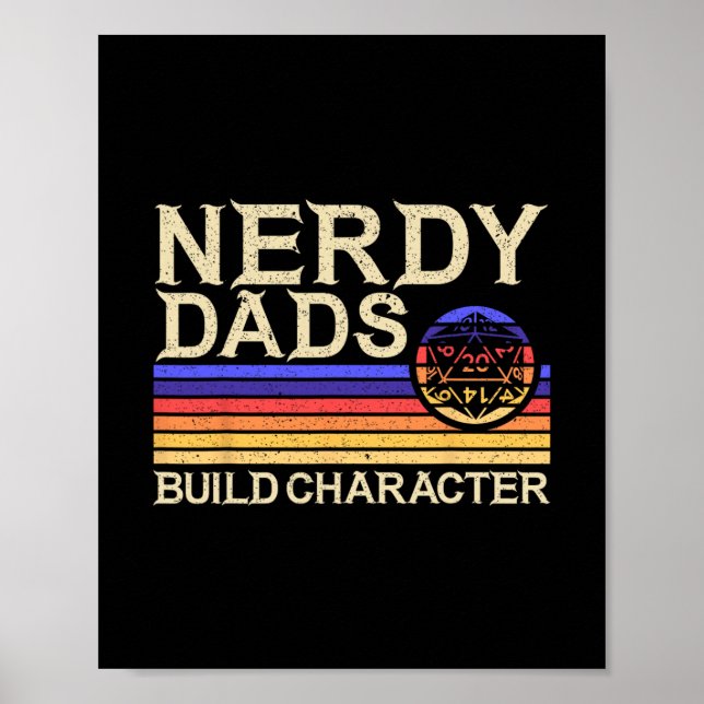 Poster Pai Nerd Rpg Jogos D20 Jogos de Mesa Engraçado Rpg (Frente)