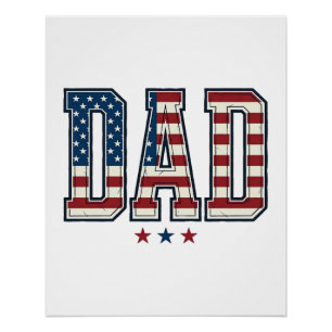 Póster Pai Patriota Bandeira Americana Design Vetorial Vi