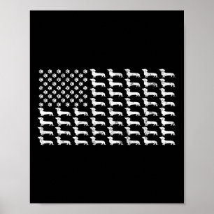 Poster Pai Patriótico de Cão de Bandeira Americana Dachsh