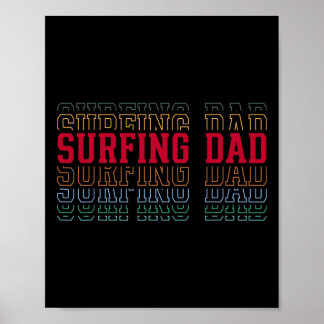 Poster Pai Surfista Texto Divertido Camadas Pai Treinador