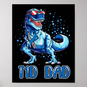 Poster Pai T1D Tipo 1 Diabetes Fita T Rex Dinossauro