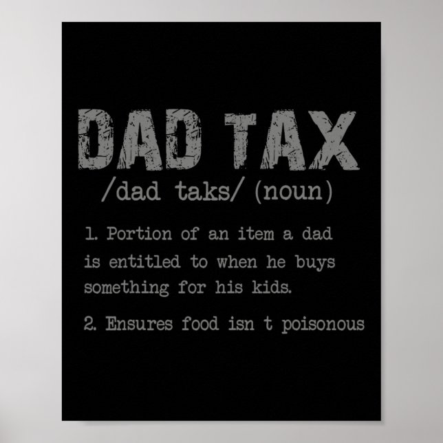 Poster Pai Tax Definition Men Funny Dia de os pais 3 (Frente)