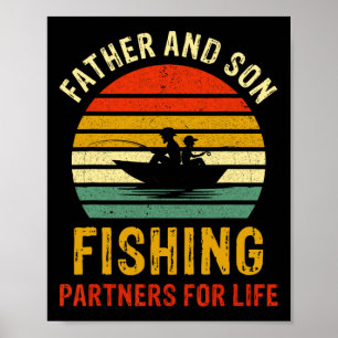Poster Pai Vintage E Filho Parceiros De Pesca Para A Vida