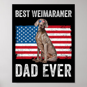 Poster Pai Weimaraner Bandeira Americana Amante de Cães D