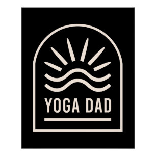 Póster Pai Yoga retro vintage preto