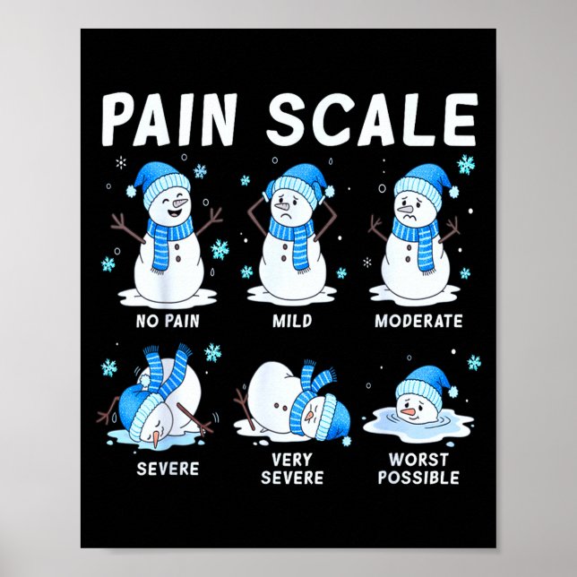 Poster Pain Scale Snowman Nurse Christmas Xmas Snow Pajam (Frente)