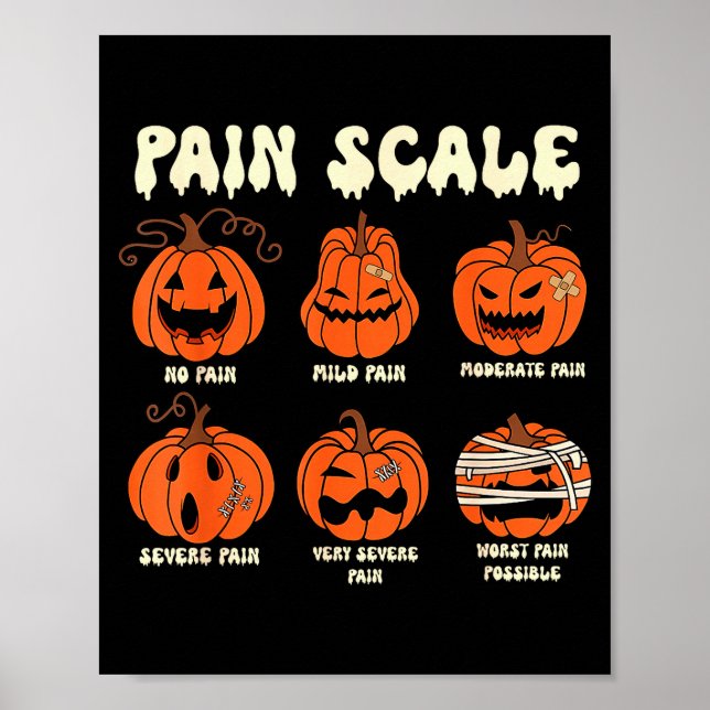 Poster Pain Scale Soky Pumpkin Fall Halloween Trauma Nurs (Frente)