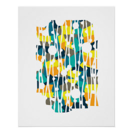 Póster Painéis Vibrantes: Geometria da Tela da Tartaruga