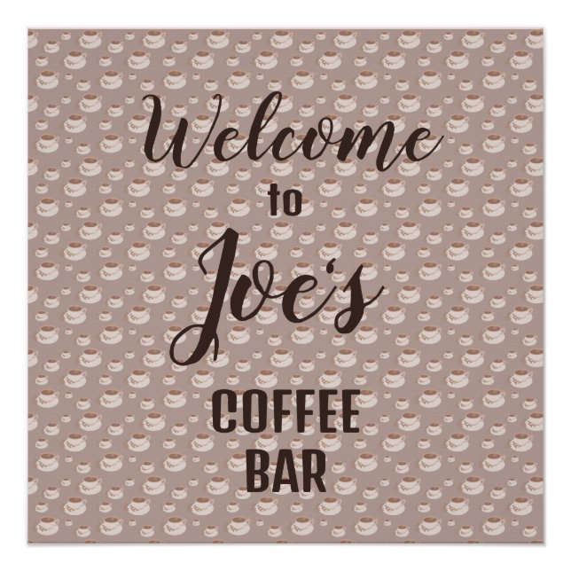 Póster Painel de Café Personalizado para Barra de Café (Frente)