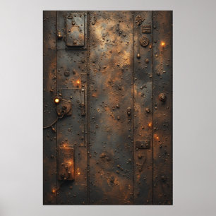 Poster Painel de Controlo de Bancas Industriais Steampunk