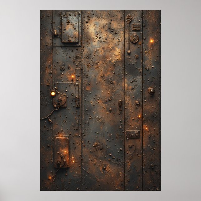 Poster Painel de Controlo de Bancas Industriais Steampunk (Frente)