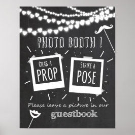 Póster Painel de foto para casamento em quadro-negro