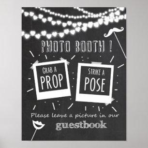 Póster Painel de foto para casamento em quadro-negro