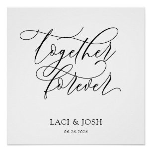 Póster Painel de Fundo de Casamento Together Forever (88x
