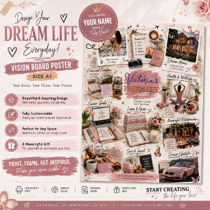 Poster Painel de Metas de Vida dos Sonhos Personalizados