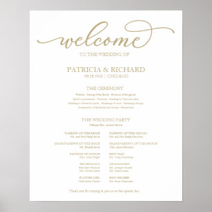 Poster Painel de Programa de Cerimônia de Casamento Chic 